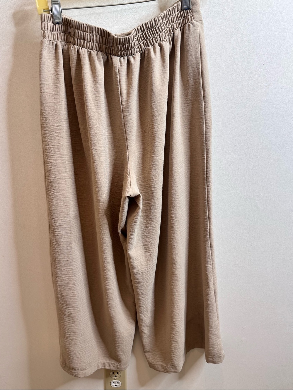 Adrianna Papell Beige Elastic-Waist Wide Leg Pants - Picture 3 of 3